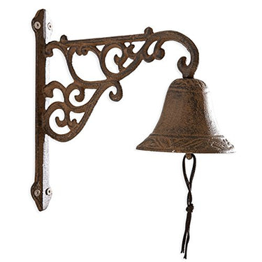 Loberon Türglocke Félicien, Nostalgischer Charme, Wandhalterung mit Ornamenten, Rustikale Haustürglocke, Wanddekoration, Wandobjekt, Gusseisen, braun im Sale